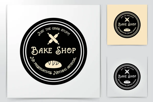 Vintage Bake Shop Crossed Wood Rolling Pin Logo Ideas Inspiration — Stock Vector