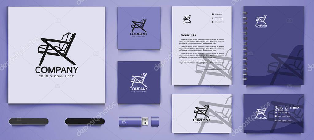 Seat, chair mono line logo and business branding template Designs Inspiration Isolated on White Background