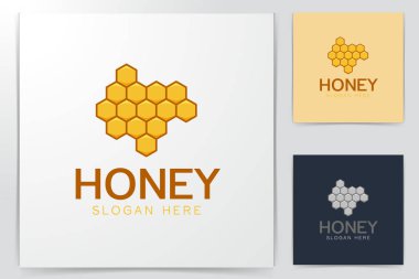 Altıgen ballı logo fikirleri. İlham logosu tasarımı. Şablon Vektör İllüstrasyonu. Beyaz Arkaplanda İzole Edilmiş