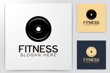 Demir ağırlık, barbel, spor salonu logosu. İlham logosu tasarımı. Şablon Vektör İllüstrasyonu. Beyaz Arkaplanda İzole Edilmiş