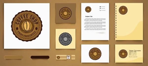 Vintage Koffieboon Rond Embleem Logo Business Branding Sjabloon Designs Inspiratie — Stockvector