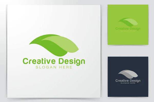 Land Forest Green Leaf Logo Ideas Inspiration Logo Design Template — Stock Vector