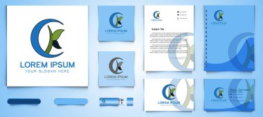 K harfi logosu ve kartvizit etiketleme şablonu ilham, vektör illüstrasyonu