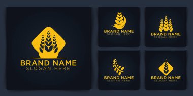 Buğday taneli tarım logosu tasarımı. vektör illüstrasyonu