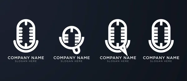 Microfoon Podcast Logo Vector Illustratie — Stockvector