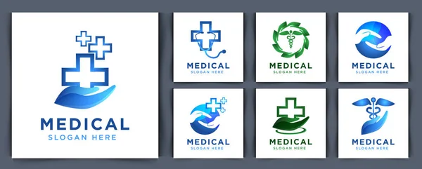 Set Sammlung Kreuz Medizinisches Logo Design Vektor Illustration lizenzfreie Stockvektoren