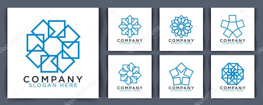 Set collection of water lily flower star logo design vector illustration