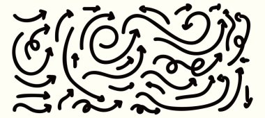 El çizimi dekoratif ok koleksiyonu vektör çizimi