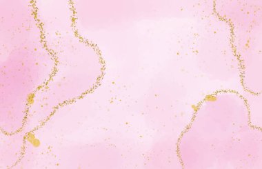 Soyut tozlu gül sıvısı mermer veya parlak folyo desenli çizgili suluboya arkaplan.