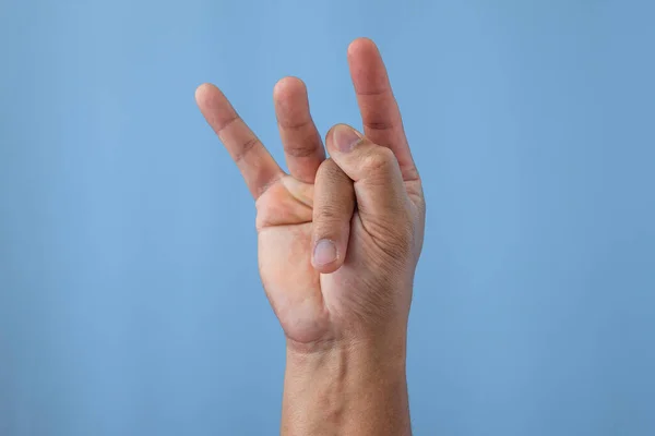 Office Syndrome Concept Middle Finger Stretched Working Close Shot Isolates — Stock Photo, Image
