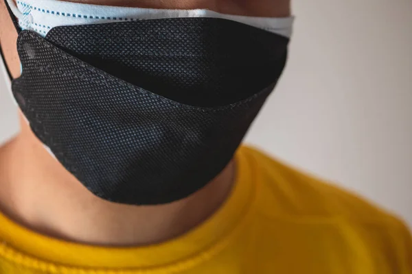 Double Masking Helps Improve Fit Filtration First Mask Protection Global — Stock Photo, Image