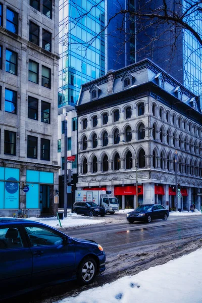 Barrio de negocios de Montreal en invierno — Foto de Stock