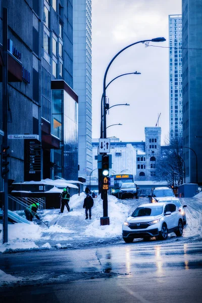 Distrito de negocios de Montreal en invierno Quebec — Foto de Stock