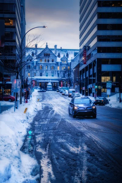 Distrito de negocios de Montreal en invierno Quebec — Foto de Stock