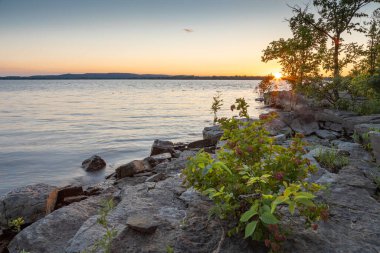 Sunset at St-Lawrence river in Montreal area