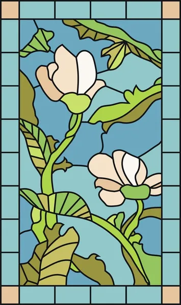 Floral gebrandschilderd glas — Stockvector