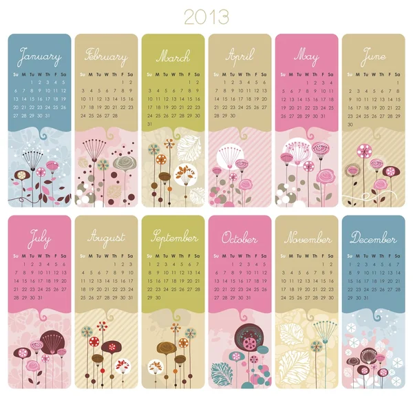 Calendario 2013 fissato — Vettoriale Stock