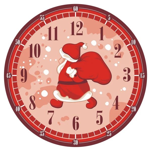 Navidad reloj cara — Vector de stock