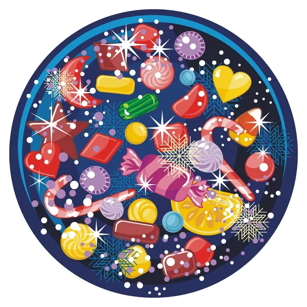 Candy Snow Globe — Stock Vector