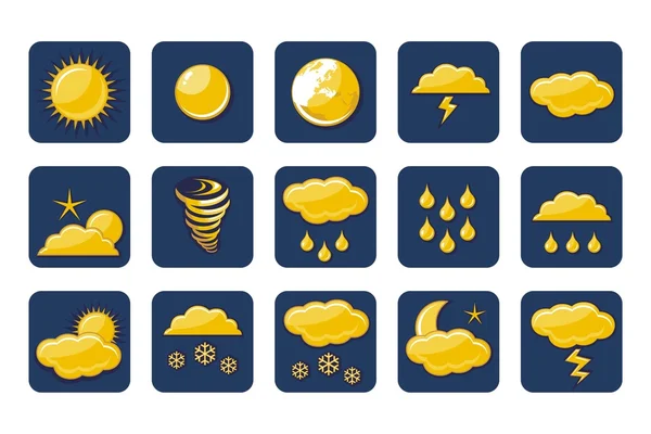 Zlaté počasí ikony — Stockový vektor