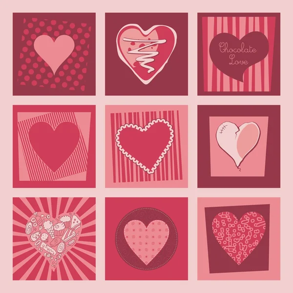 San Valentín corazones conjunto — Archivo Imágenes Vectoriales