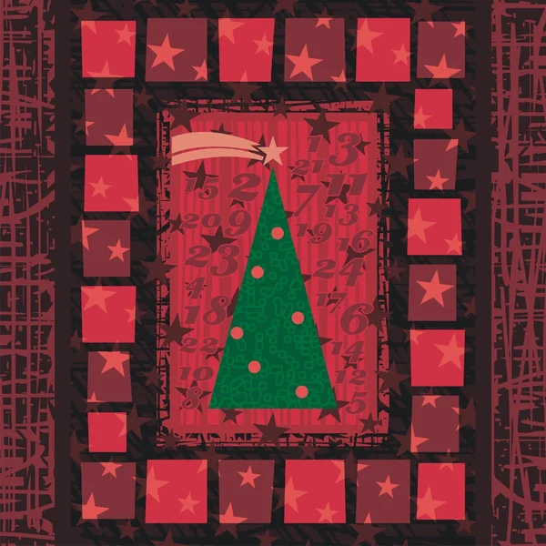 Advent julgran hälsningen kort bakgrund — Stock vektor