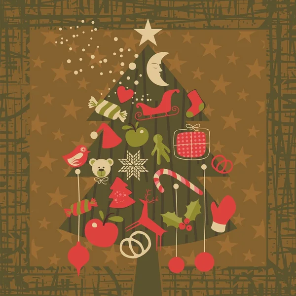 アドベント クリスマス ツリー グリーティング カードの背景色 — ストックベクタ