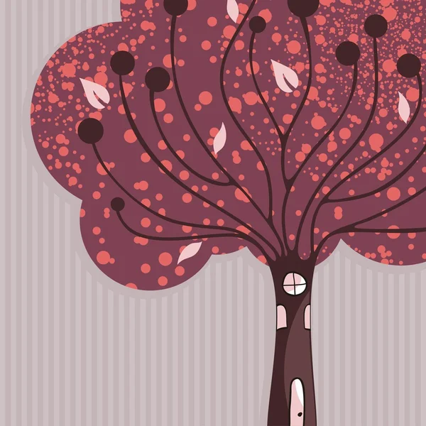 かわいいツリーの背景色 — ストックベクタ