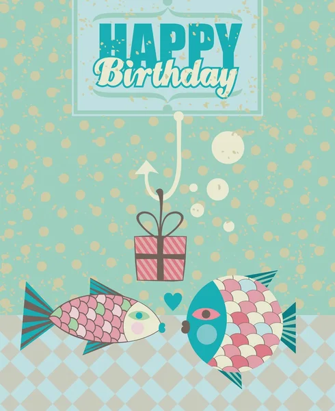 Fish Birthday Card — Vector de stoc