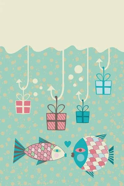Cartão de peixe feliz — Vetor de Stock