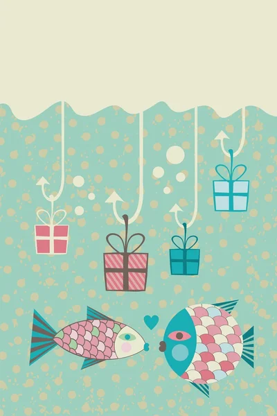 Happy Fish Card Vectori de stoc fără drepturi de autor