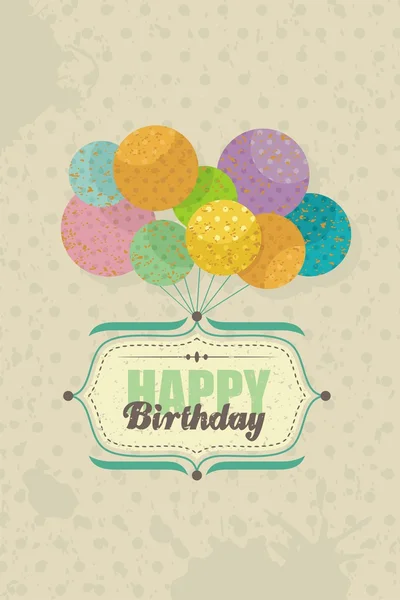 Tarjeta Feliz Cumpleaños con globos — Vector de stock