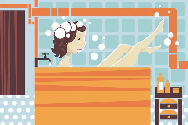 Young woman in bathtub Stock Illustration
