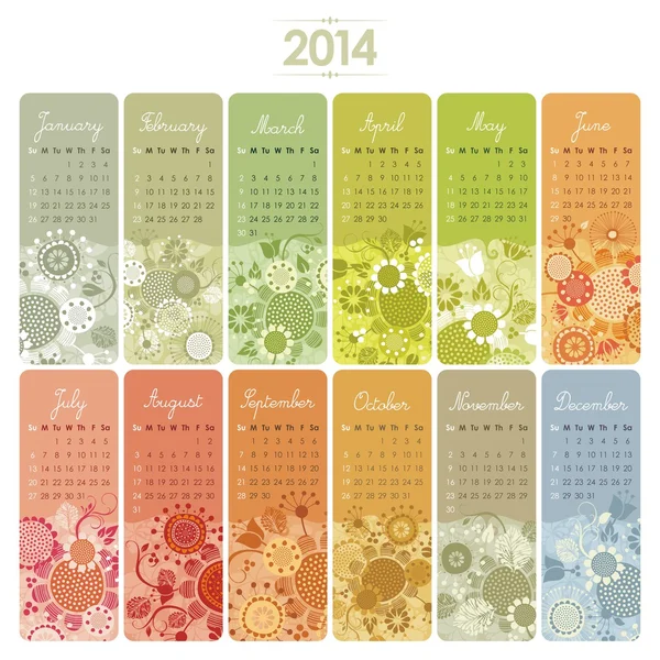 Calendario 2014 Conjunto — Archivo Imágenes Vectoriales