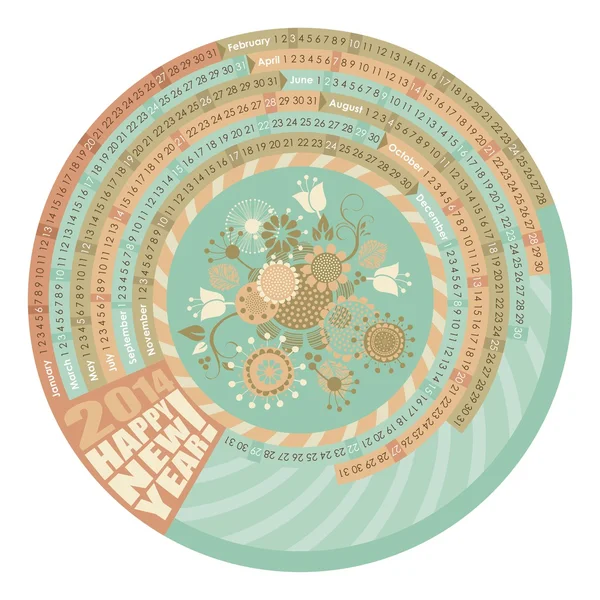 Calendrier rond 2014 — Image vectorielle