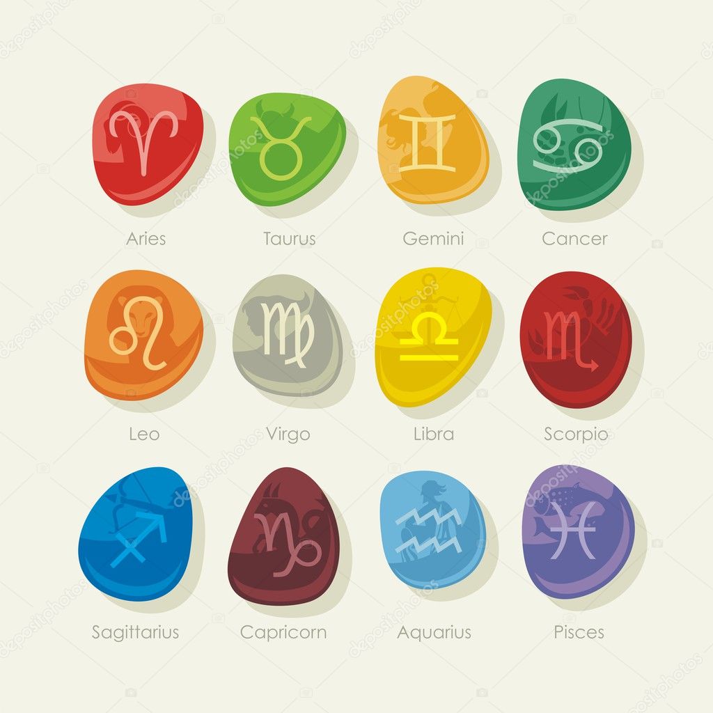 Stones set with zodiac signs
