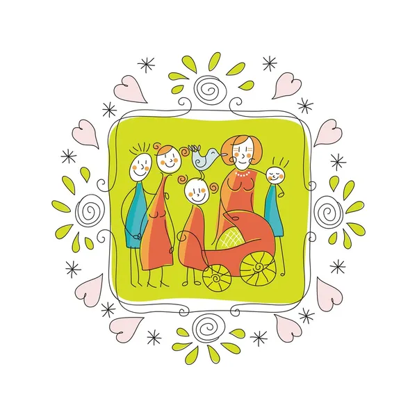 Cadre familial mignon — Image vectorielle