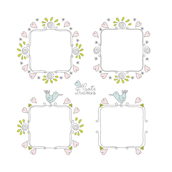 Doodle Cute Frames Set — Stock Vector