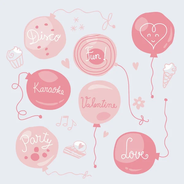 Valentine's Day Balloons Set — Stock Vector