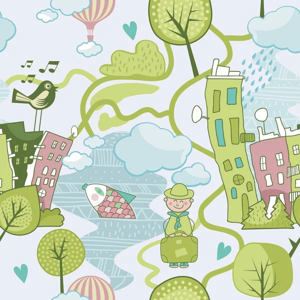 Cute Landscape Pattern Royalty Free Stock Illustrations