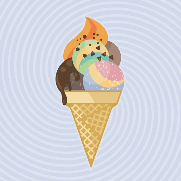 Velký kornout se zmrzlinou — Stockový vektor