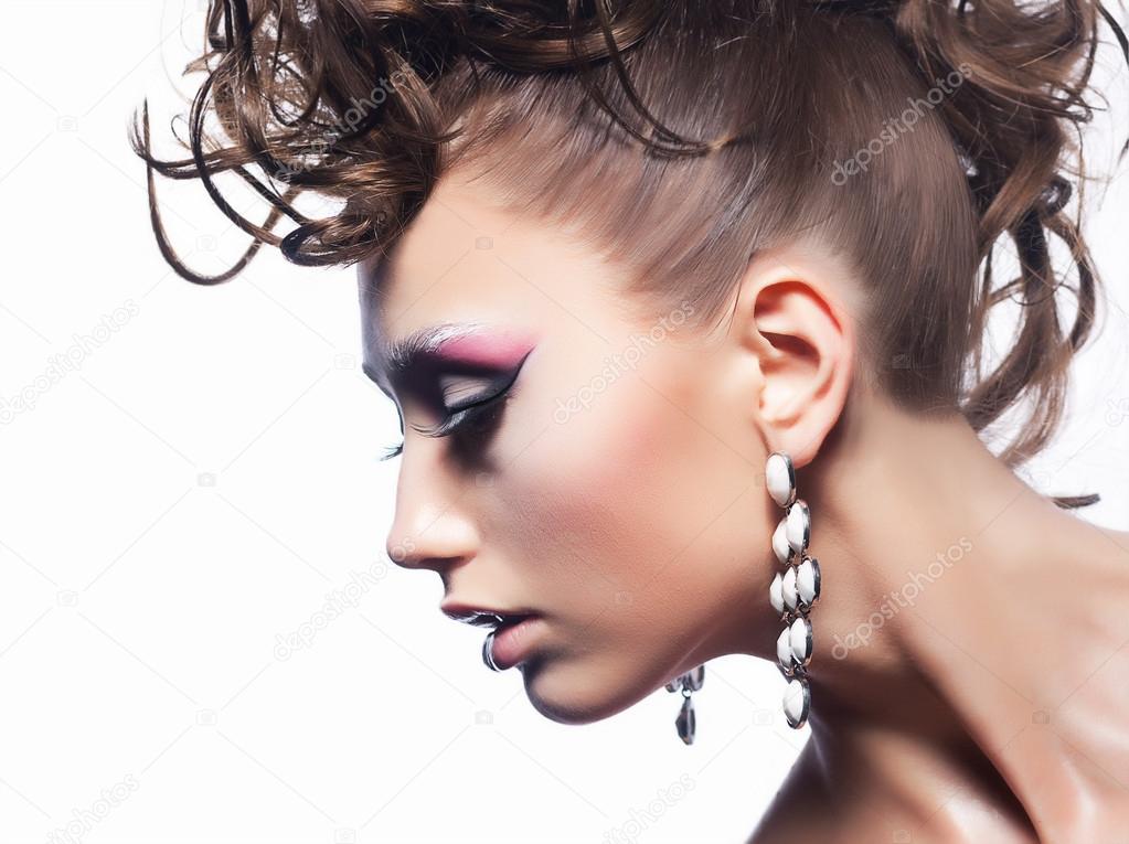 Beauty fashion style. Sexy girl - curly luxury coiffure