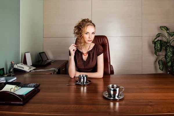 Strict business woman consultant in modern office interior — Stock Photo, Image