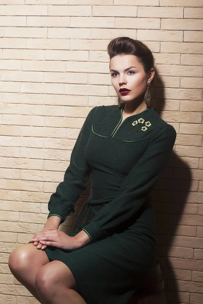 Spectaculair mooi bruin haar vrouw - retro stijl, EE — Stockfoto