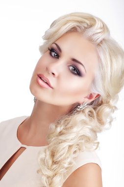 ipeksi parlak parlak lüks kadın sarışın saç salladı