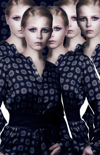 Stylization. Collage. Set of Elegant Fashion Model in Modern Dress — Stock Photo, Image