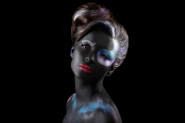 Creativity. Styled Fancy Woman with Art Artistic Makeup. Vogue Style — Stock Photo, Image