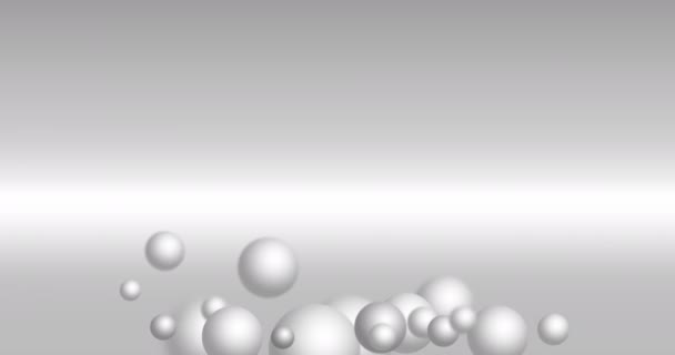 Light Gray Background White Balloons Balls Slowly Sway Shatter Particles — Stock Video