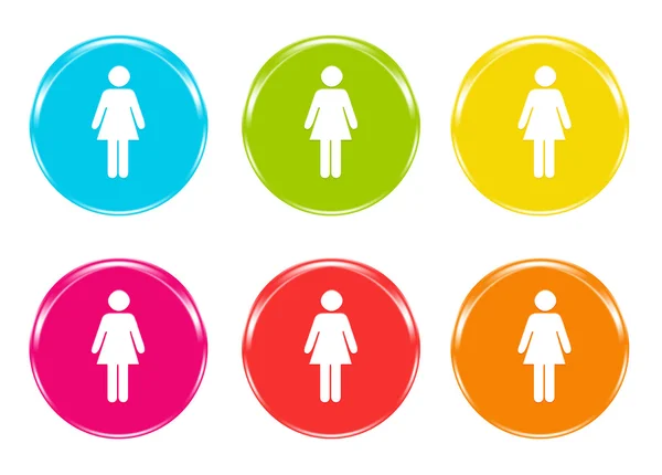 Barevné ikony se symbolem žena — Stock fotografie