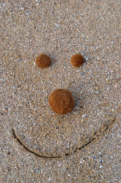 Funny smile face in the sand — Stock Photo, Image